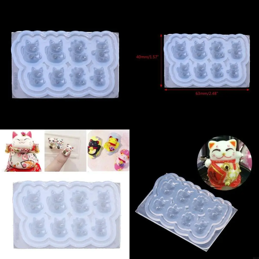 8 Different Fortune for Cats Postures Art Mold Epoxy Resin Jewelry