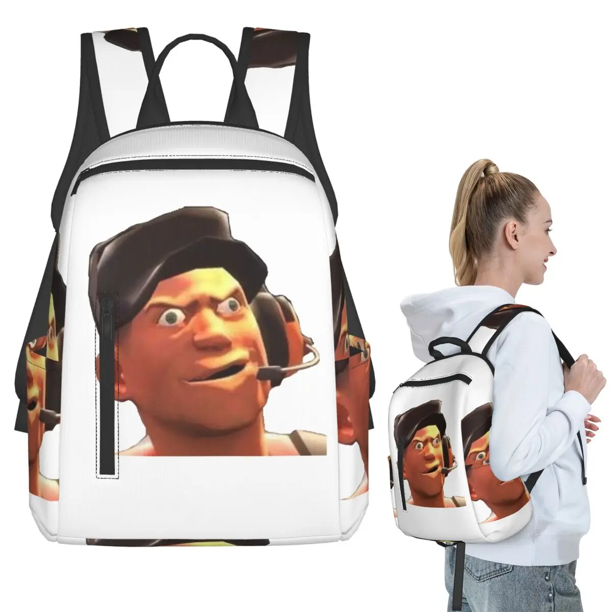 Team Fortress 2 TF2 Scout Gmod Face Funny Meme Backpack Student BookBag Children School Bag Computer Shoulder Bags Boys Girls