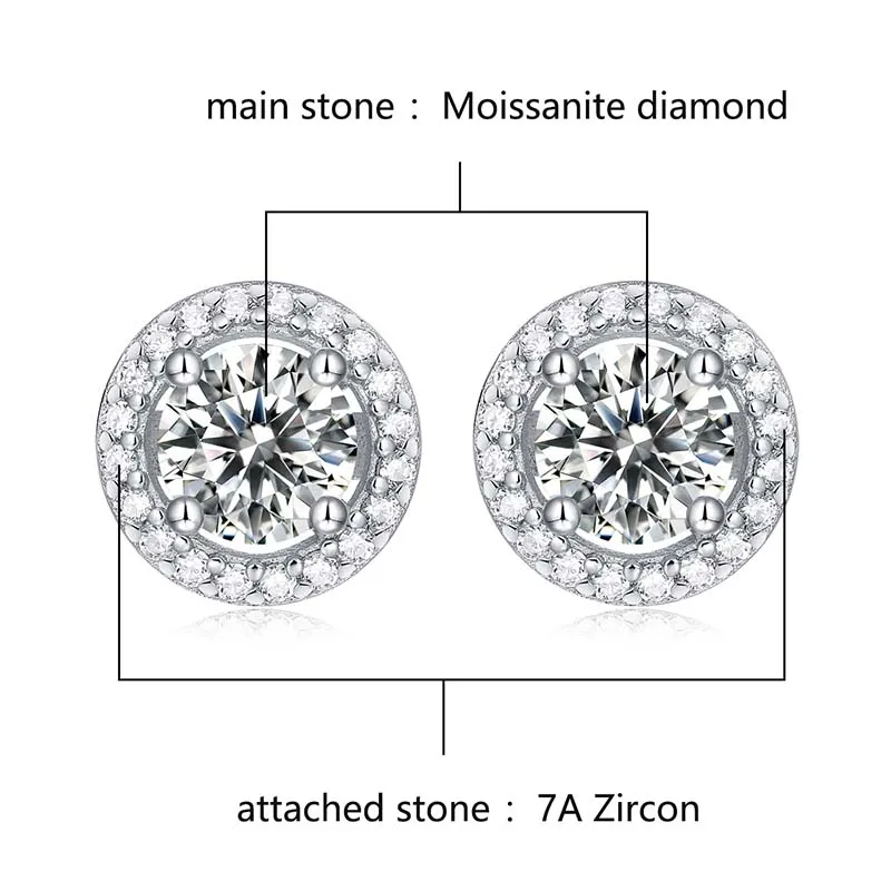0.5 Carat D Color Real Moissanite Earrings Solid 100% 925 Sterling Silver Flower Pattern Lab Diamond Ear Studs for Women Men