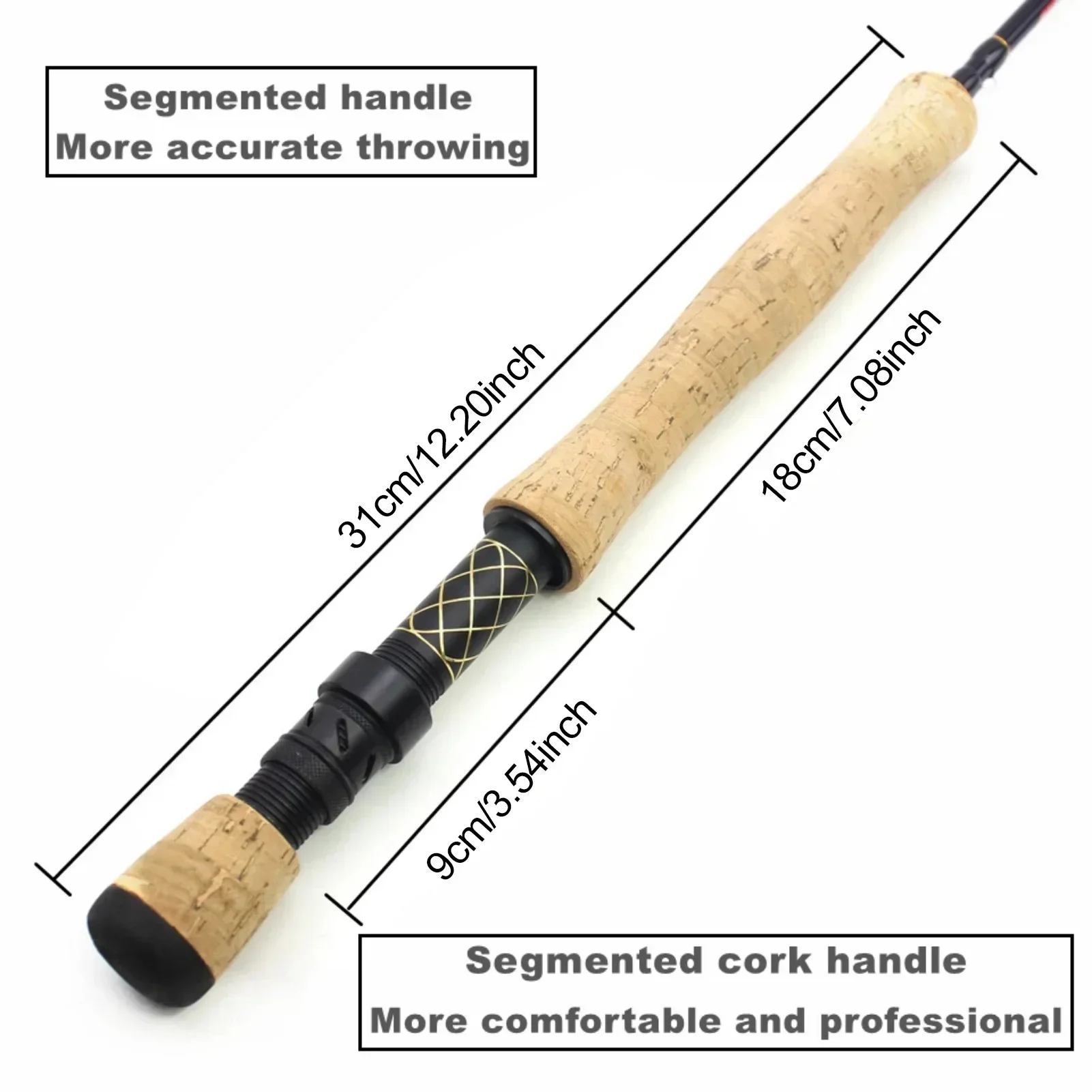 1.98M-2.7M Carbon 4 Sections Fly Fishing Rod LW 7/8 Fast Action Freshwater Fly Rods for Trout Salmon Fishing Portable Sea Pole