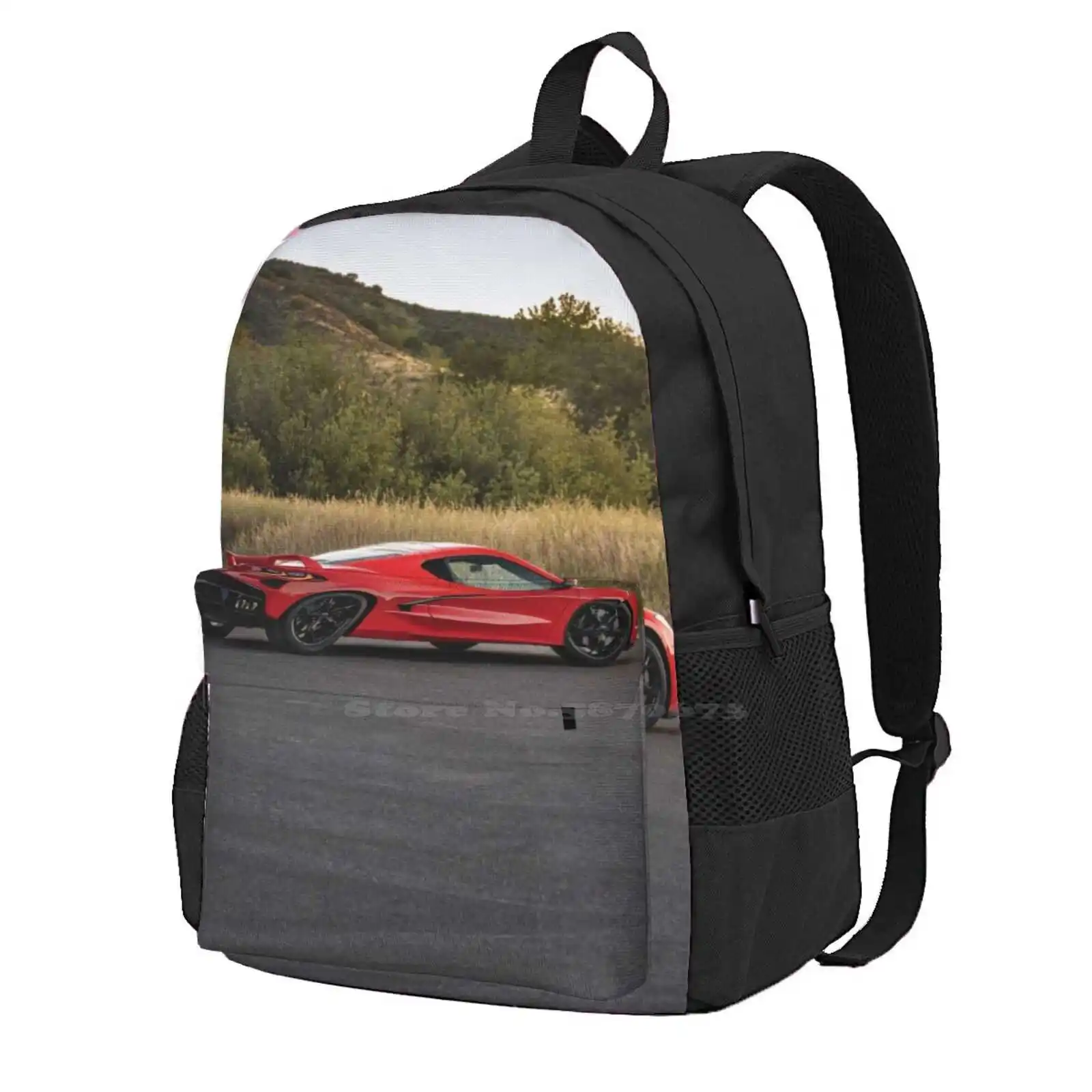 American IconC8 Stringray V8 mochila, 3D Print Design, bolsa de estudante, carros esportivos, supercarro, hipercarro