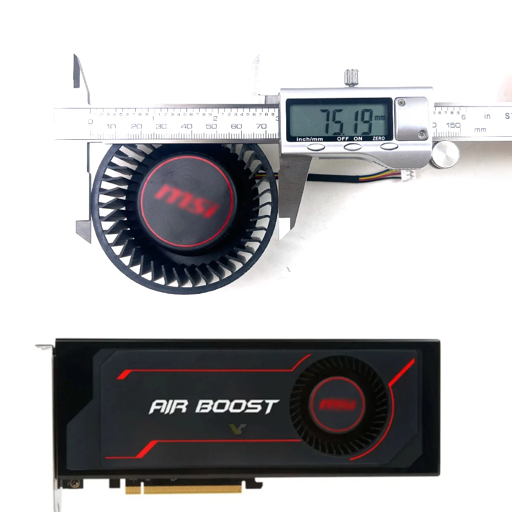 NEW Cooling Fan 75MM 4PIN PLB07525B12HH GPU FAN For MSI RX VEGA 56 64 AIR BOOST 8G OC Public version Graphics Card Turbine