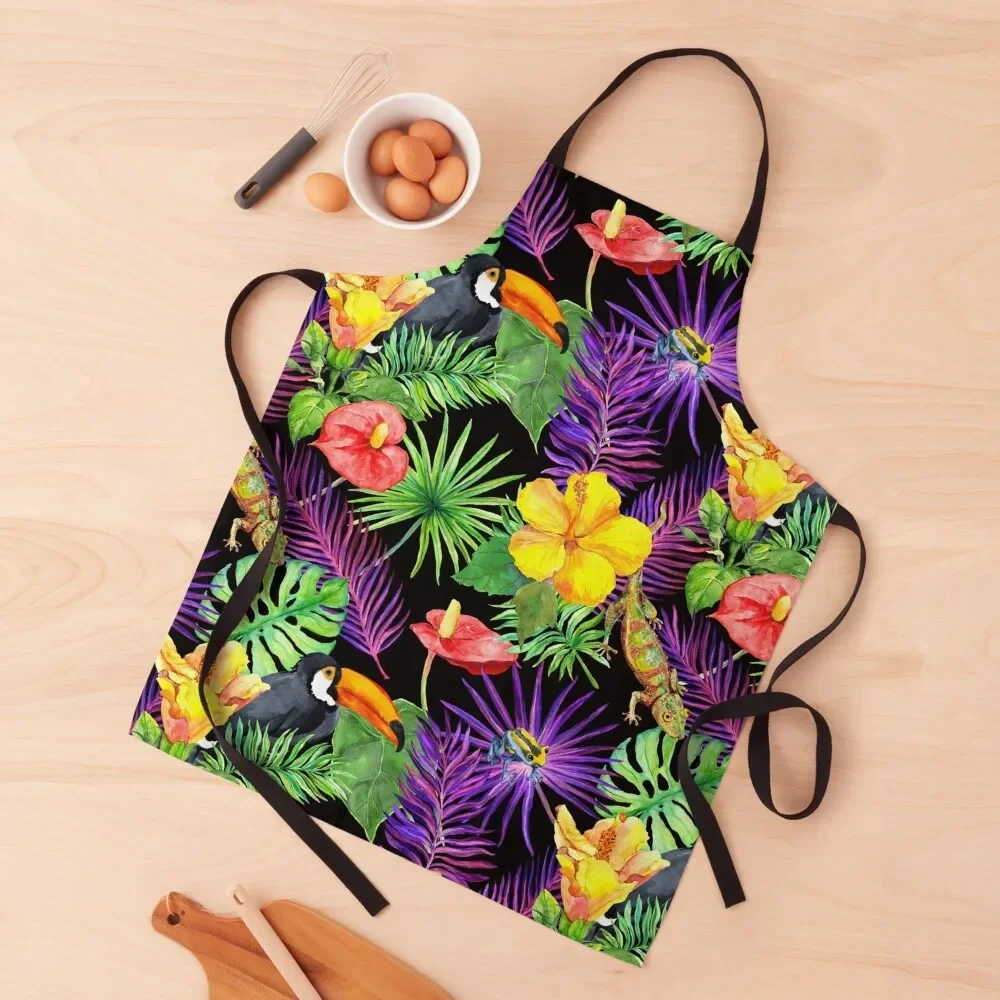 

Hawaii Tropical Leaves Flower Pattern Apron Chef Uniform Woman professional hairdresser Apron