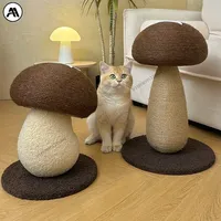 Floor Standing Cat Scratch Post Interactive Scratcher Durable Cat Toy Wear-Resistant Shiitake Mushroom Sisal Claw Grinding Toy