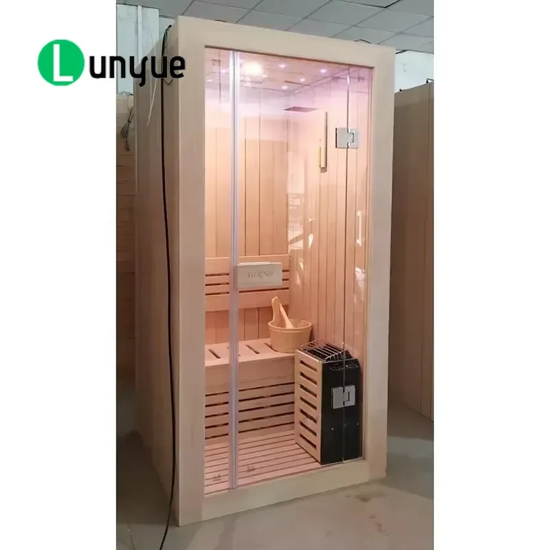 Solid Wood Indoor Wet Dry Steam Sauna Single Person Mini Simple Design for Hotel Home Multi Voltage 2 Years Warranty