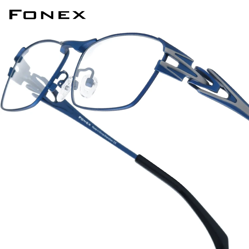 FONEX Pure Titanium Brilmontuur Mannen Brand Design Vierkante Ultralight Brillen Japanse Ultralight Hoge Kwaliteit Brillen 85764