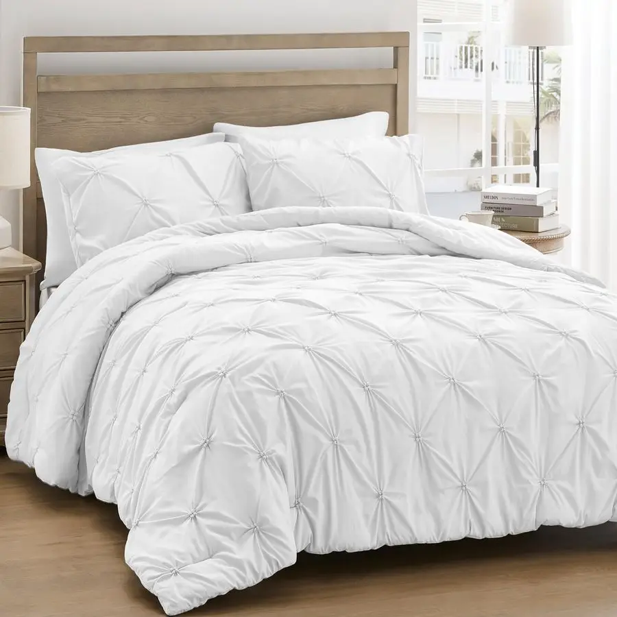 

Комплект постельного белья Queen Comforter Set, белый, ультрамягкий, в стиле бохо, с пинтаками, из искусственного пуха, для зимы и всех сезонов, 3 предмета, легкий, теплый