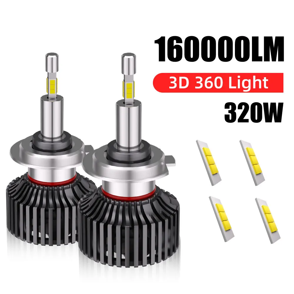 OLLO RC50 360° H7 Led Car Headlight Bulb H11 H7 H1 H3 H4 9005 9006 9012 Mini Car Light 320W 160000LM High Bright Car Accessories