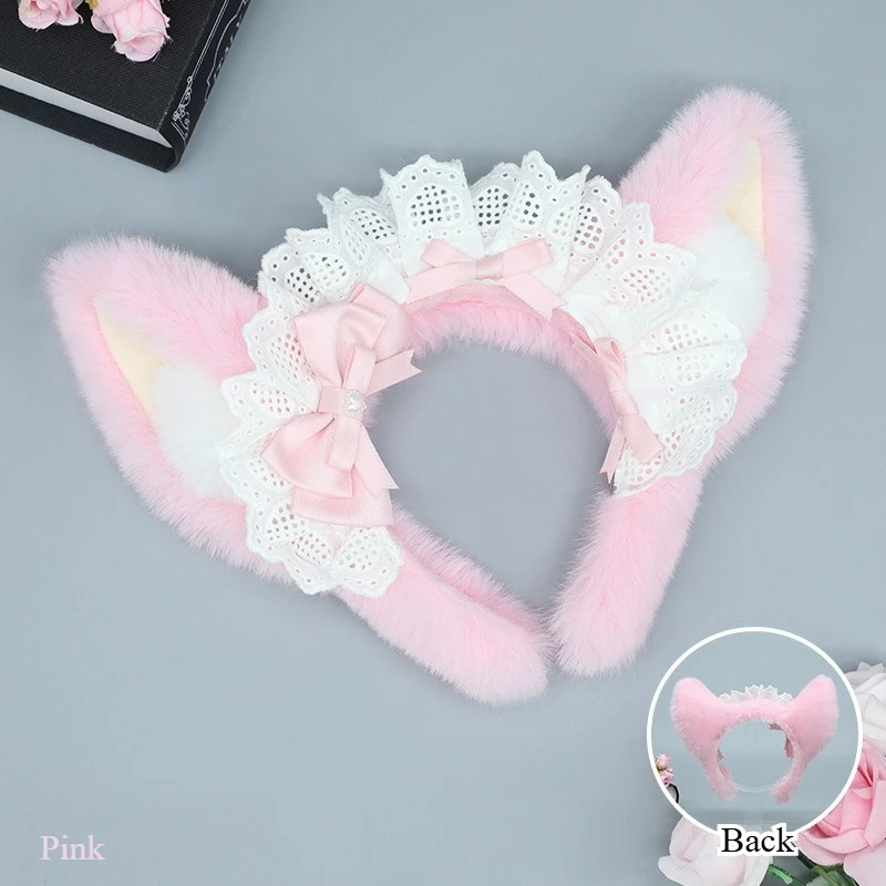 Corgi pelúcia orelhas fofas lolita headwear kawaii babados argola de cabelo japonês kc jk empregada cosplay acessório doce menina animal cocar