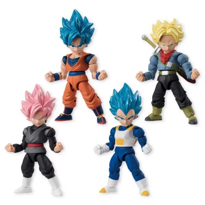 BANDAI-figura pequeña de Dragon Ball, Son Goku Trunks, Vegeta, en Stock, sin caja