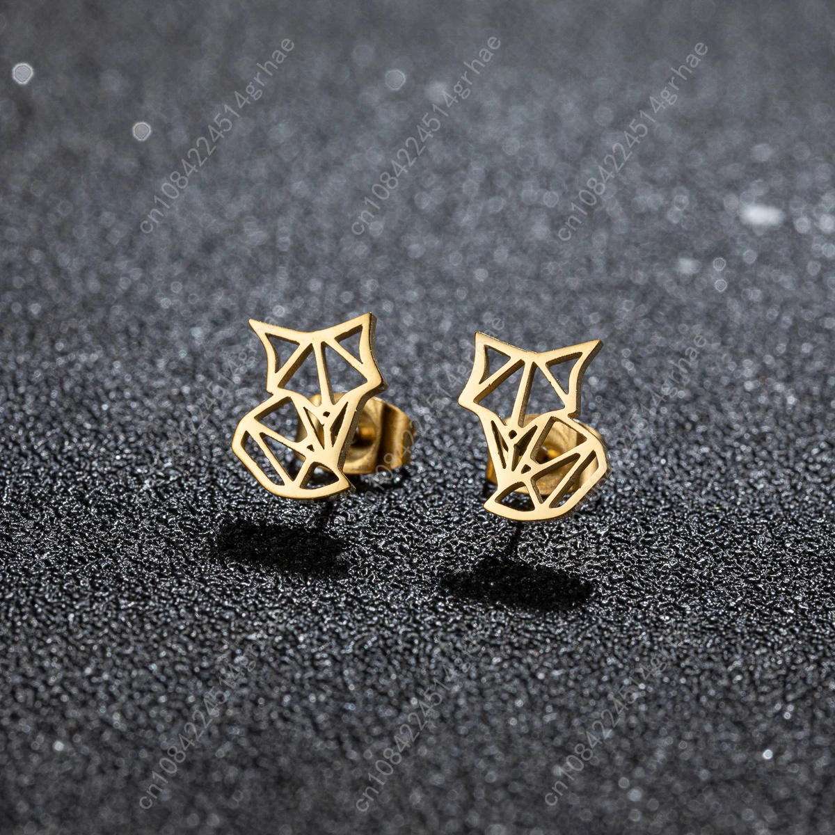 1 زوج جديد وصول الفولاذ المقاوم للصدأ لطيف الثعلب الأذن ترصيع الإبداعية الأزياء اوريغامي الحيوان أقراط للنساء مجوهرات صديقة هدية