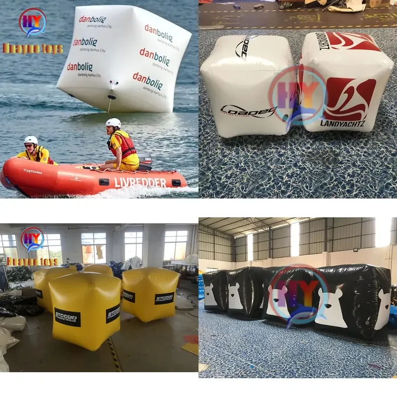 Full Printing Inflatable Cube Buoy for Water Event Floating Water Marker Buoy Square Swim Inflatable Buoy