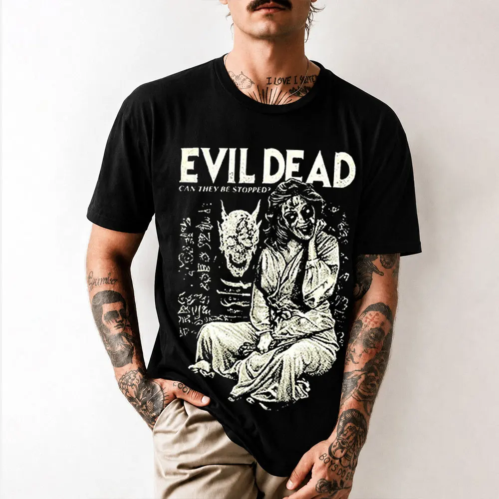 80s Horror Movie The Evil Dead Short Sleeve Crewneck T-Shirt for Halloween 0623 Zombie Night Graphic Tees All size tops S-6XL