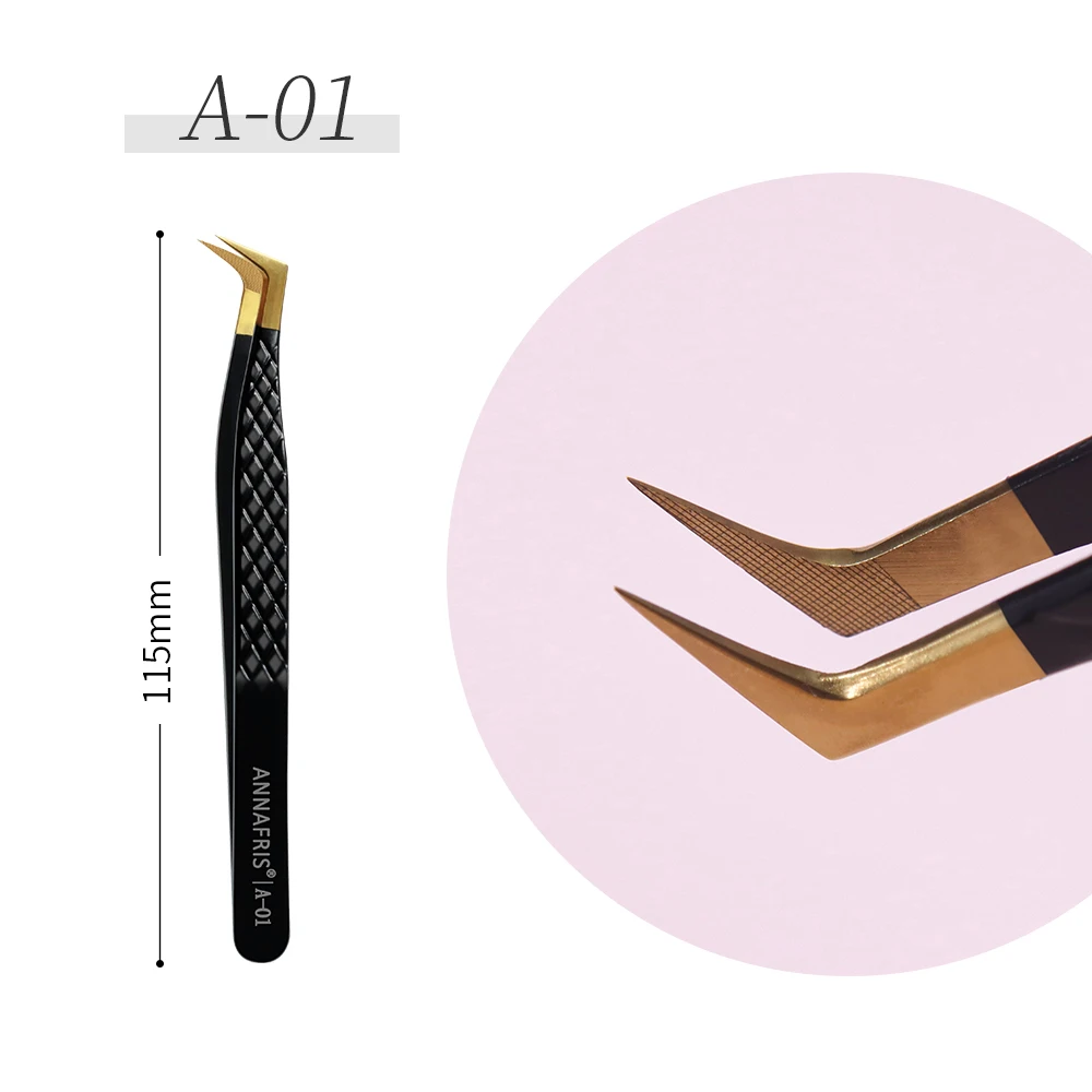 ANNAFRIS High-end Fiber Tip Lash Pincet Roestvrij Staal Rechte Kop Gebogen Tip Wimper Extension Pincet Makeup Tools