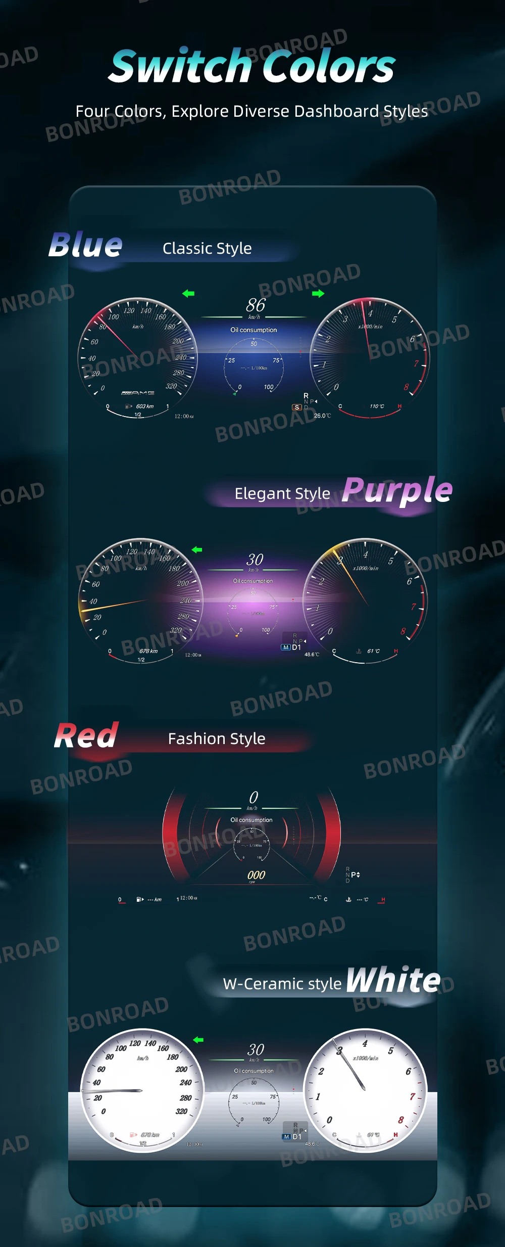 BONROAD 12,3'' Digitales Auto-Armaturenbrett für Benz A-Klasse W176 GLA X156 CLA C117 2013-2019 Tachometer Cockpit Instrumentencluster – Detail 5