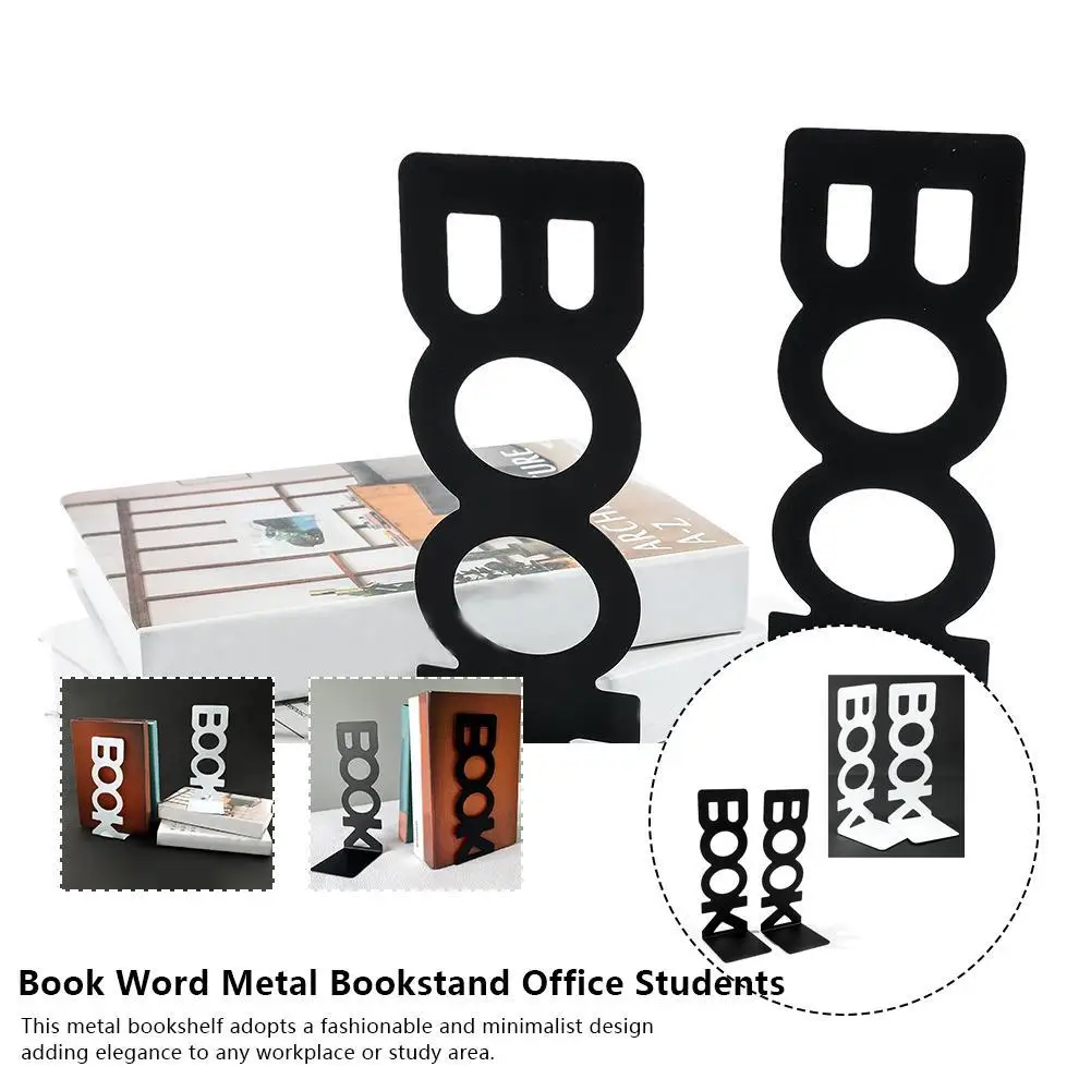 Simples Estilo Metal Bookend, Padrão do livro, Desktop Bookends Stands, Home Material de Escritório, Estante, 1 Par