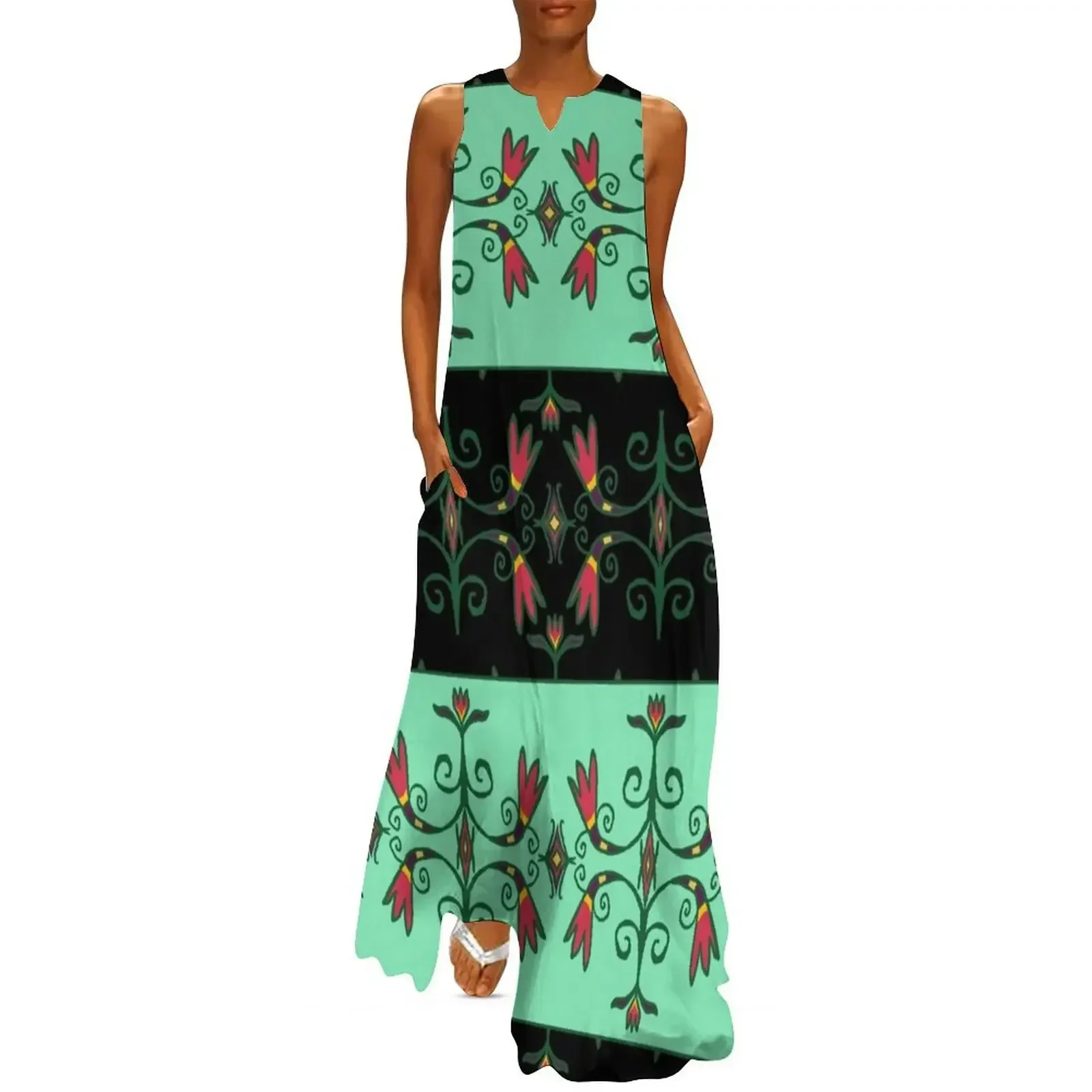 

Green Anishinaabe Floral Long Dress Women long dress women's summer dresses 2025 evening dress women cute