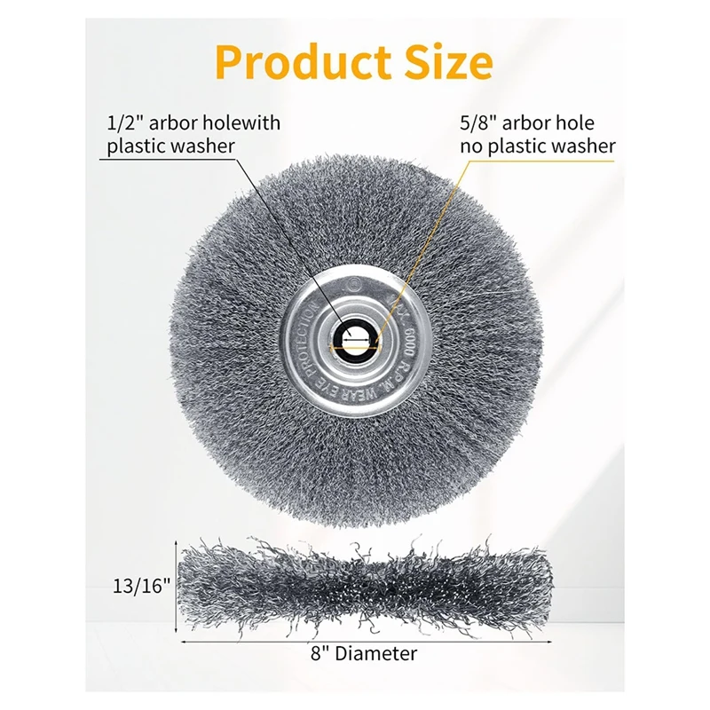 8-Inch Wire Wheel For Benchtop Grinders, Efficient At Cleaning Rust From A Variety Of Automotive Parts & Engines