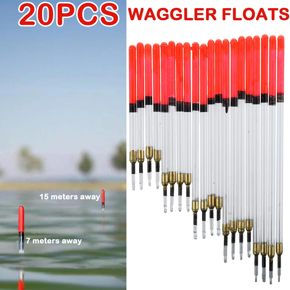 

20Pcs Eye-catching Straight Pipe Fishing Float Transparent Plastic Hollow Vertical Buoy Outdoor Fishing Carp Acessories