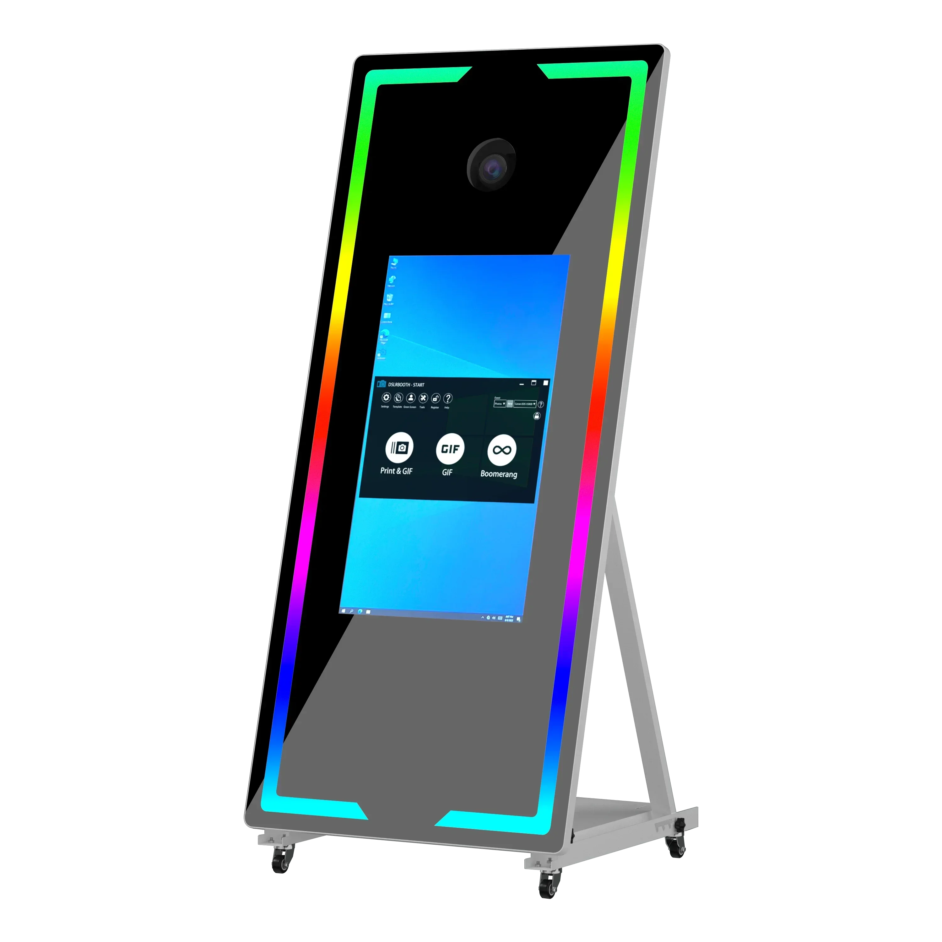 

Hot Salesportable Magic Mirror Photo Booth With Ring Light Mirror Machine With Camera And Printer