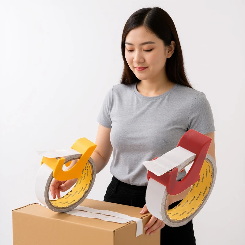 Dispenser per nastro sigillante per imballaggio di pacchi, larghezza 10-25 mm, taglierina per nastro a rullo, supporto per nastro sigillante, macchina imballatrice manuale