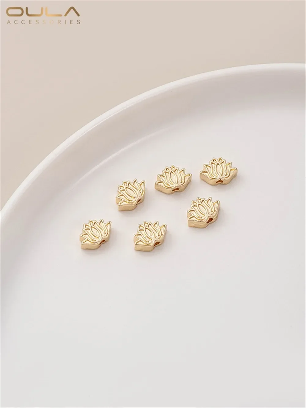 

14K Gold-plated Peach Blossom Plum Lotus Flower Pea Lantern Separated Bead Through-hole Loose Bead DIY String Bracelet Accessory