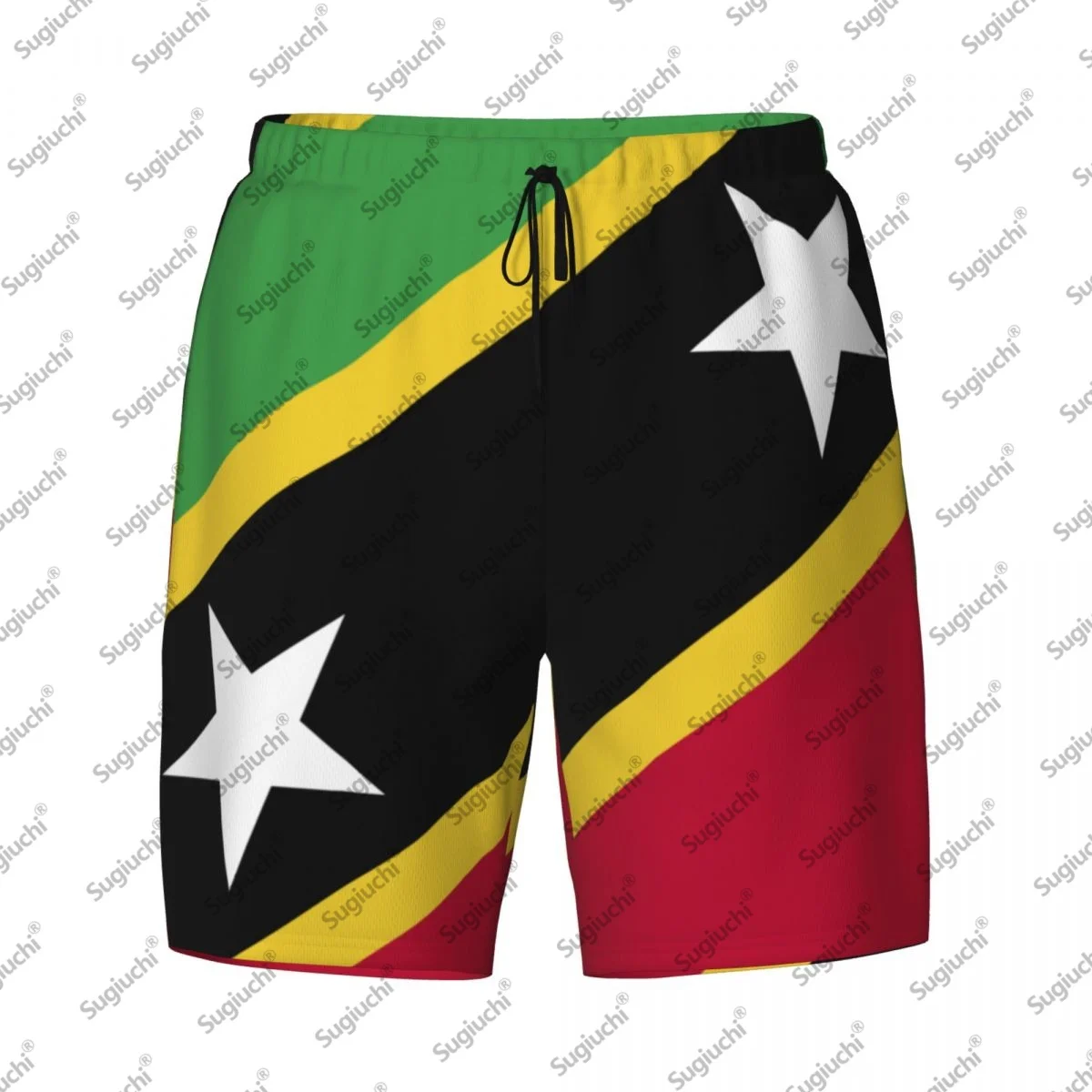 

2025 Saint Kitts And Nevis Flag Top с 3D принтом Мужские плавки Гавайский купальный пляж 2 в 1, быстросохнущие летние шорты для плавания