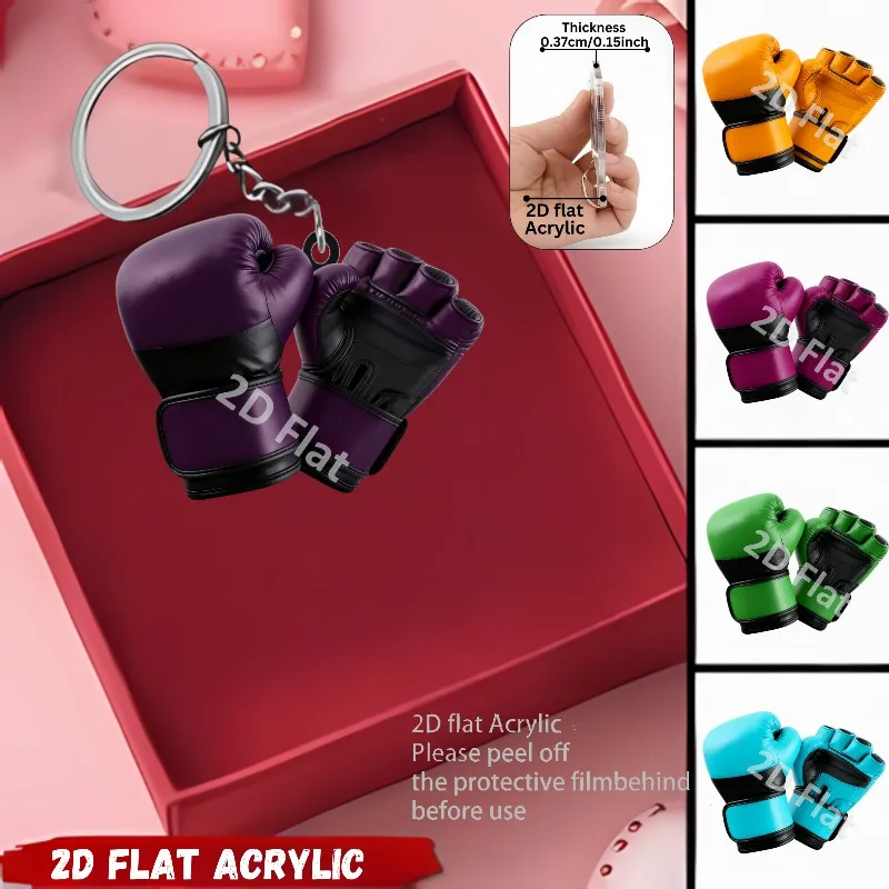 Boxing Gloves Keychain 5pcs 2D Acrylic Sporty Pendant Suitable for Backpacks Car Key Holiday Party Decor Festival Family Friends