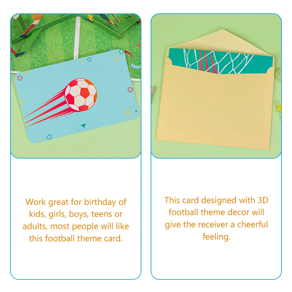 

Premium 3D Football Birthday Card for Teens Adults Fade Resistant Smooth Writing Surface Cheerful Design Ideal Gift