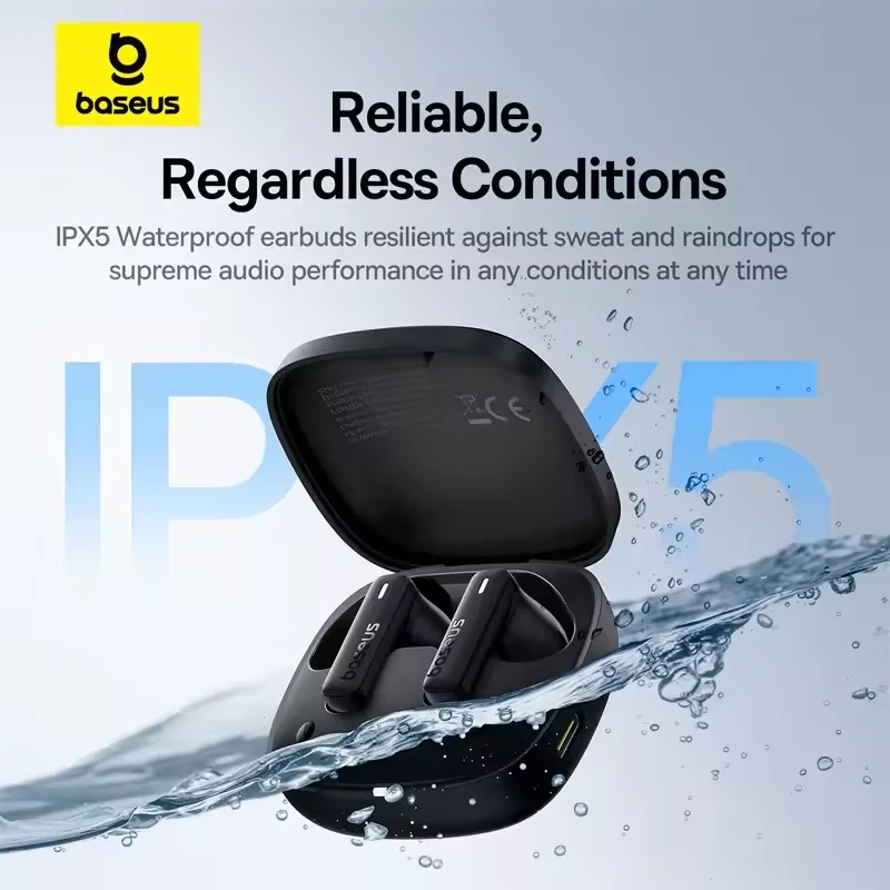 Baseus Bowie E19 Wireless Earphones Bluetooth 5.3 Big Bass 12mm Drivers IPX5 Waterproof Earbuds 33Hrs Battery Life Headphones image 4
