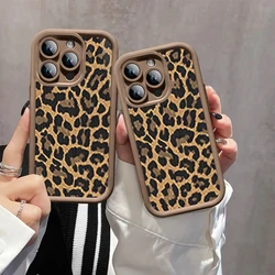 Fashion Retro Leopard Print Phone Case For iPhone 15 14 13 12 11 Pro Max X XR XS Max 7 8 Plus Shockproof TPU Soft Back Cover