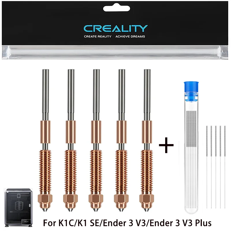 

Creality K1C/Ender 3 V3/V3 Plus Nozzles 1pcs,Unicorn Quick-Swap Nozzle Kit,High Speed Tri-Metal Steel-Tipped Copper 3d print