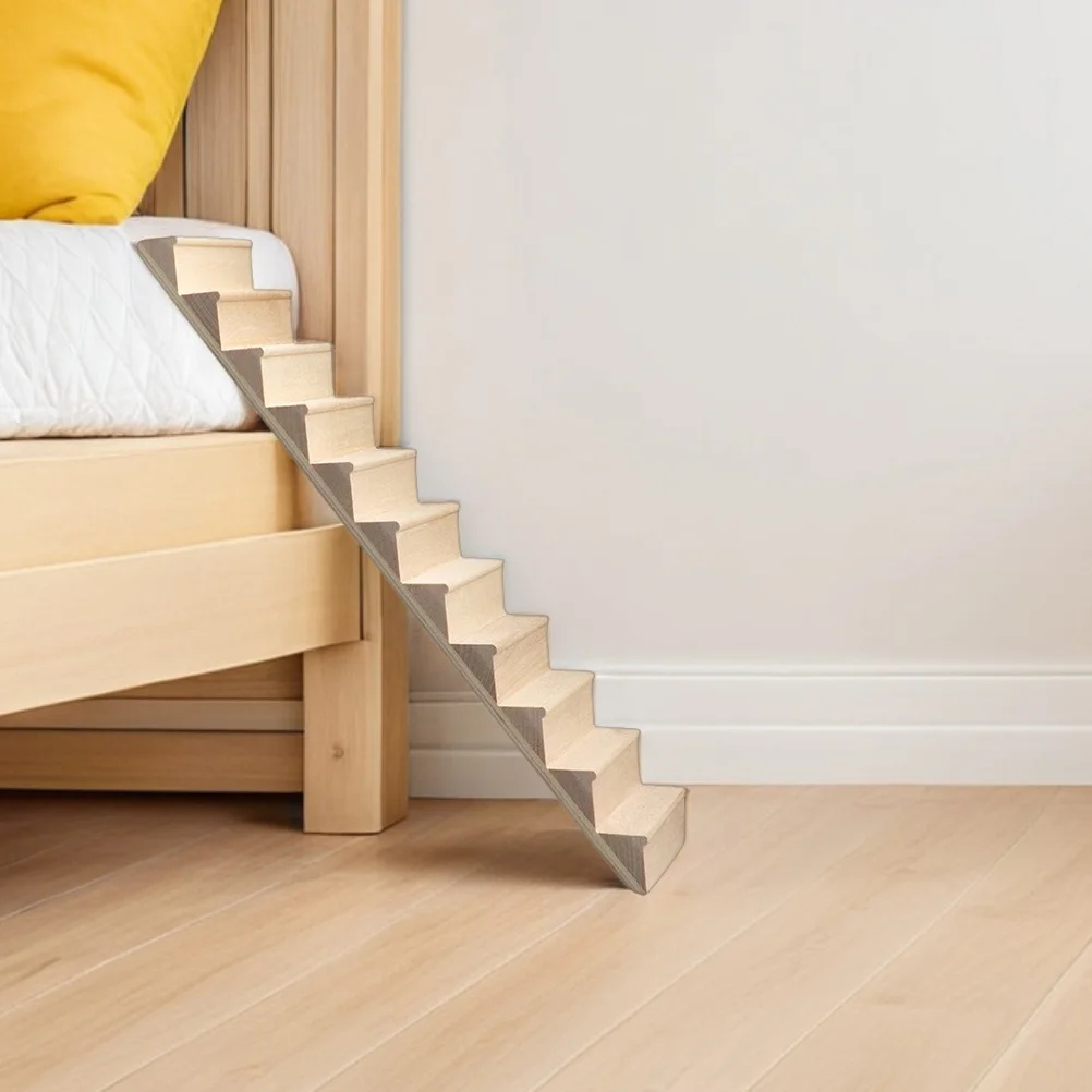 3pcs Miniature Stairs 1:12 Scale Unpainted Wooden Diy Dollhouse Furniture No Handrail Pre-Assembled For Mini House Decor Kids