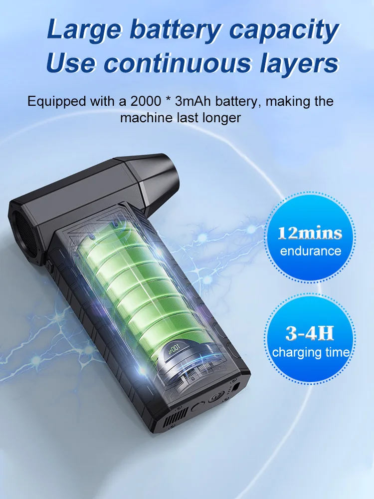 130000 RPM Luchtblazer 52 m/s + Borstelloze Motor Draagbare Stofblazer Oplaadbare Jet Blower voor Computer Toetsenbord Outdoor Auto Thuis