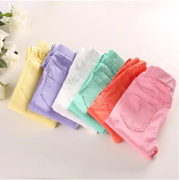 Girls' Pants  2024 New Children's Elastic Pencil Pants Baby Slim Fit Small Feet Pants Big Kids Solid Color Underpants