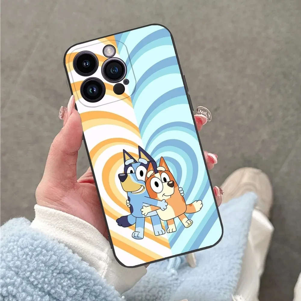 Blue-yS Cartoon B-Bingo-o Phone Case For iPhone 16,15,14,13,12,11,Plus,Pro Max,XS,X,XR,SE,Mini,8,7 Soft Silicone Black Cover