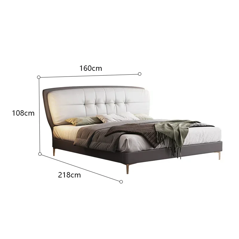 

Light luxury modern leather bed simple 1.5 / 1.8 m master bedroom double bed high-end atmospheric soft package wedding bed