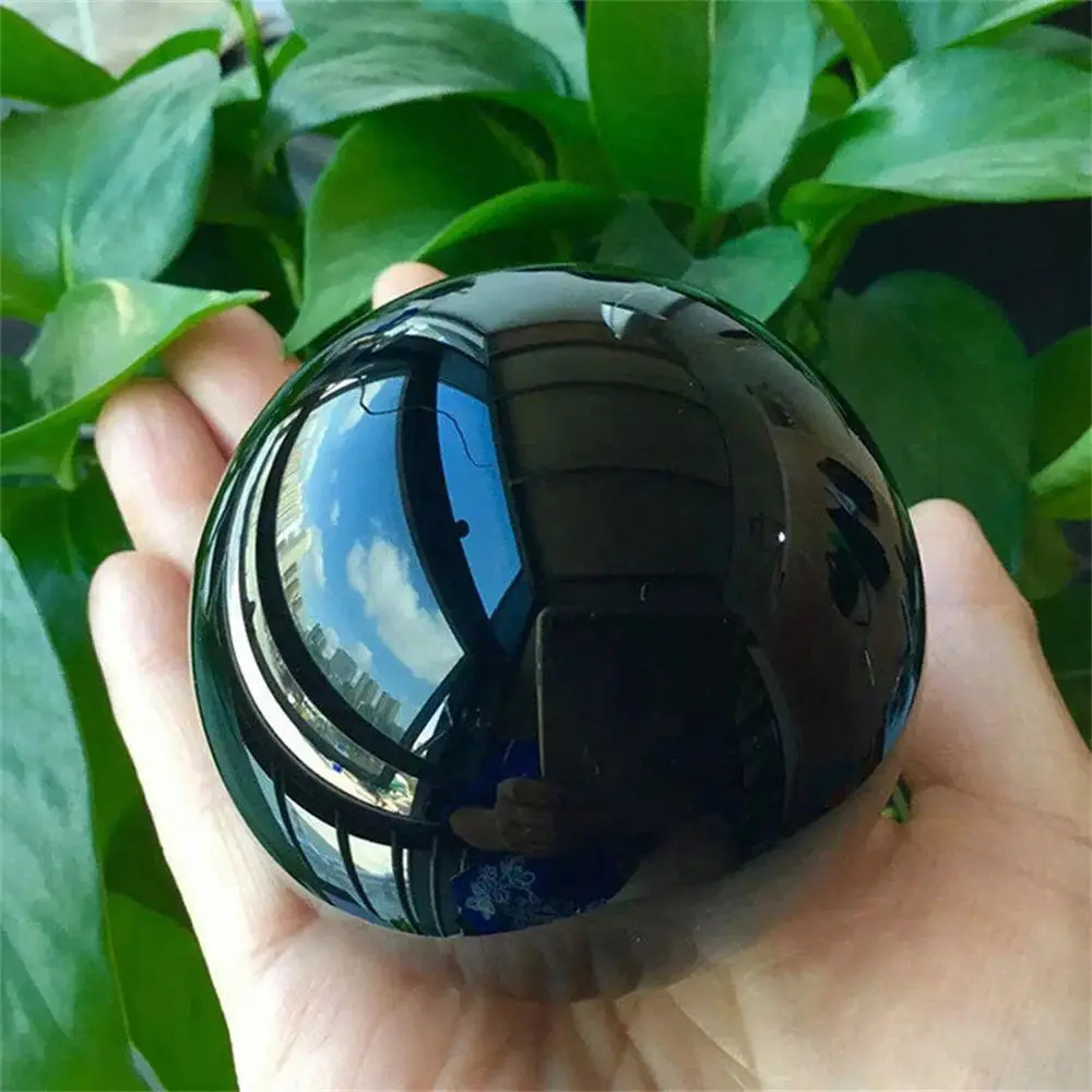 Natural Black Obsidian Healing Crystal Magic Ball Reiki Rock Stones feng shui Home Decor Without Base