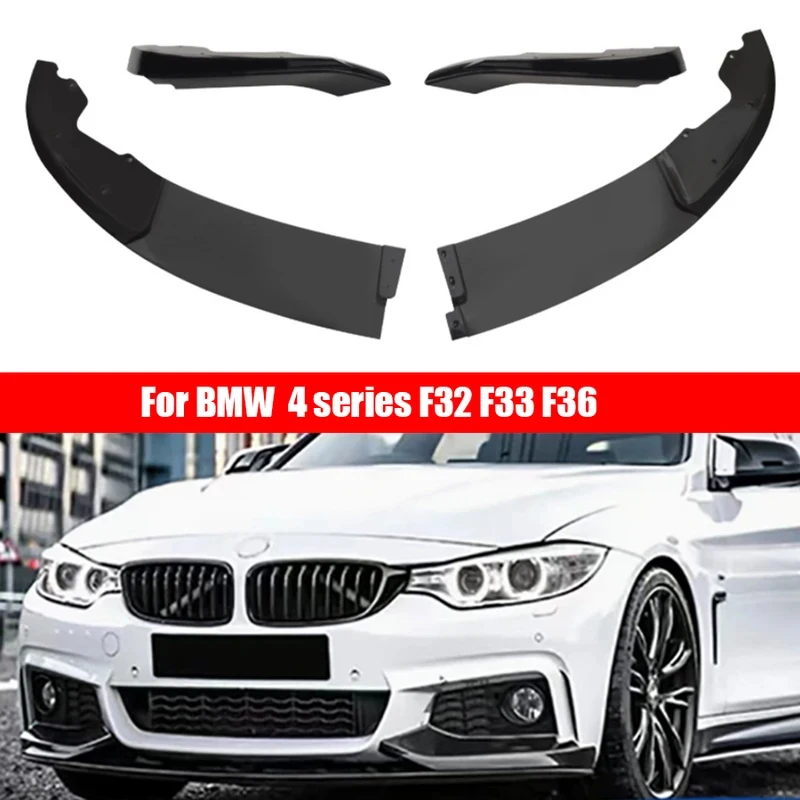 

For BMW 4 serie F32 F33 F36 Bright Black Car Front Bumper Lip Front lip glossy black Diffuser Front Chin Spoiler Body Kit