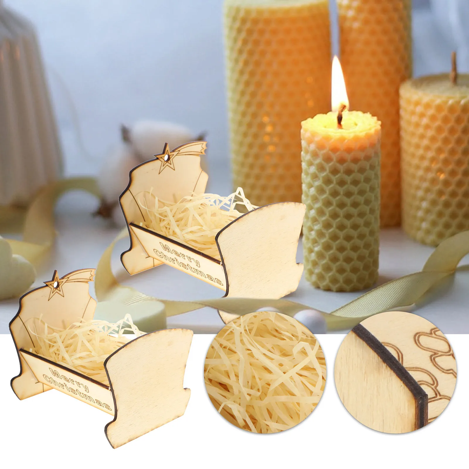 

Wood Carved Jesus Manger Bed Wooden Manger Decoration Nativity Scene Supplies Religious Ornament Nativity Decorations