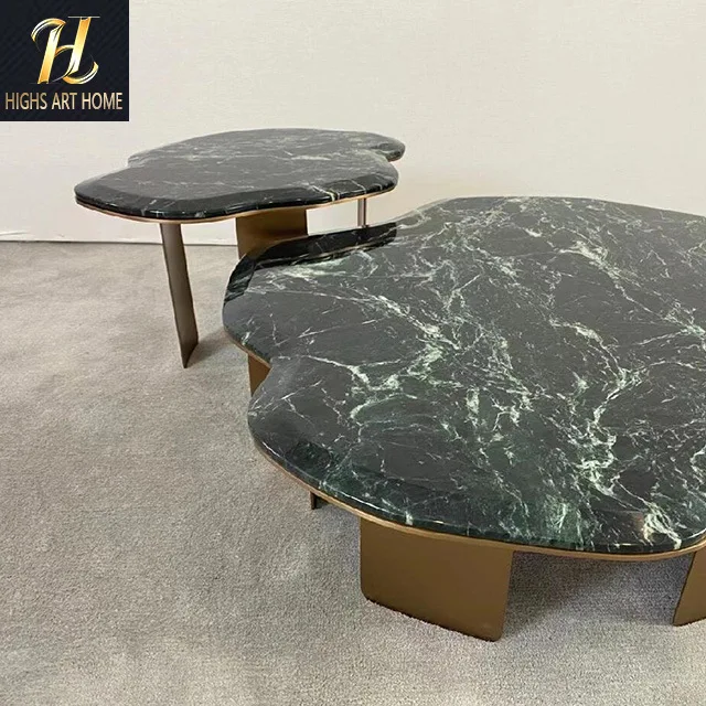 Luz italiana luxo lírio de água em forma especial mesa de centro de mármore designer villa sala de estar alta e baixa combinação café