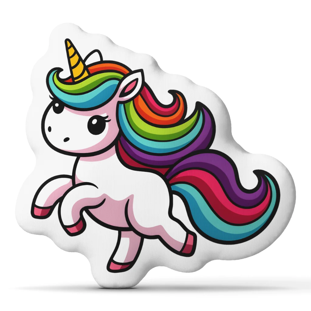 Cute Rainbow Unicorn Throw Pillow Irregular Stuffed Cushion Cartoon Fantasy Decorative Pillow for Bedroom Nursery Decor Gift