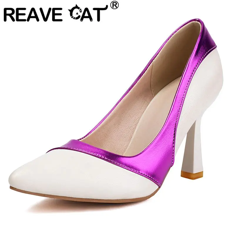 

ORCHA LISA Fashion 2025 New Fashion Women's Pumps Pointed Toe 8.5cm Thin High Heel Slip On Mixed Color Plus Size 45-46 Party