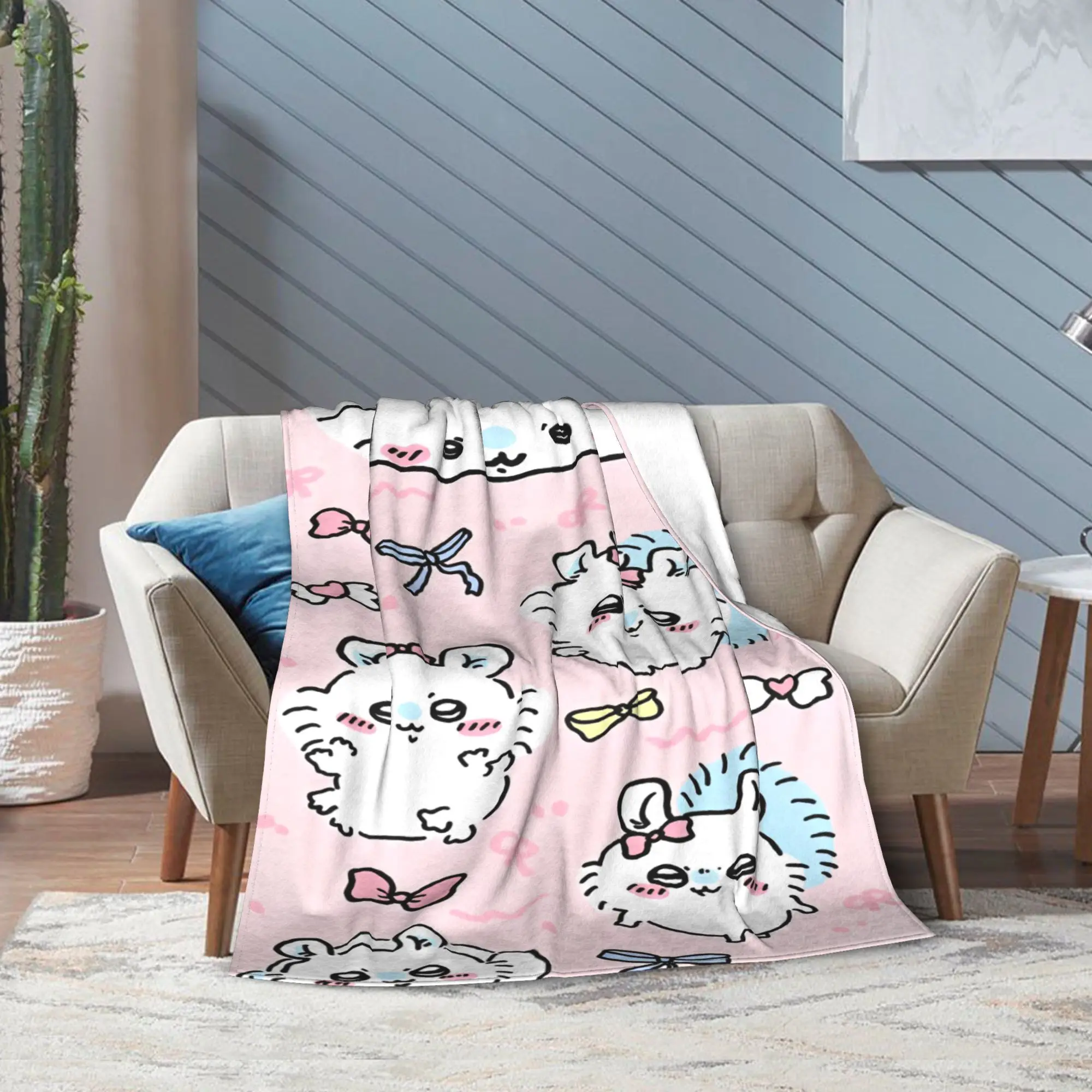 Chiikawa Momonga البطانيات Kawaii الكرتون غامض الجدة لينة رمي بطانية للسرير أريكة النسيج ديكور