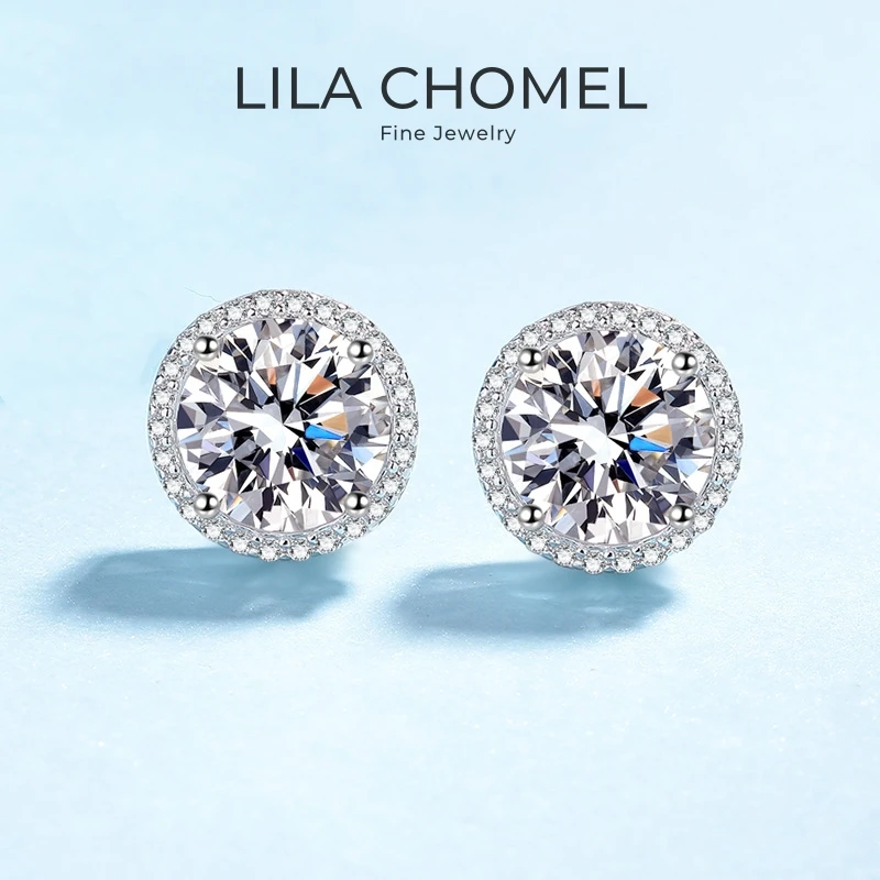 

Women Wedding 18K White Gold Engagement Earrings 0.5/1/2CT Moissanite Diamond Girl Birthday PT950 Platinum Mother's Day Gift ins