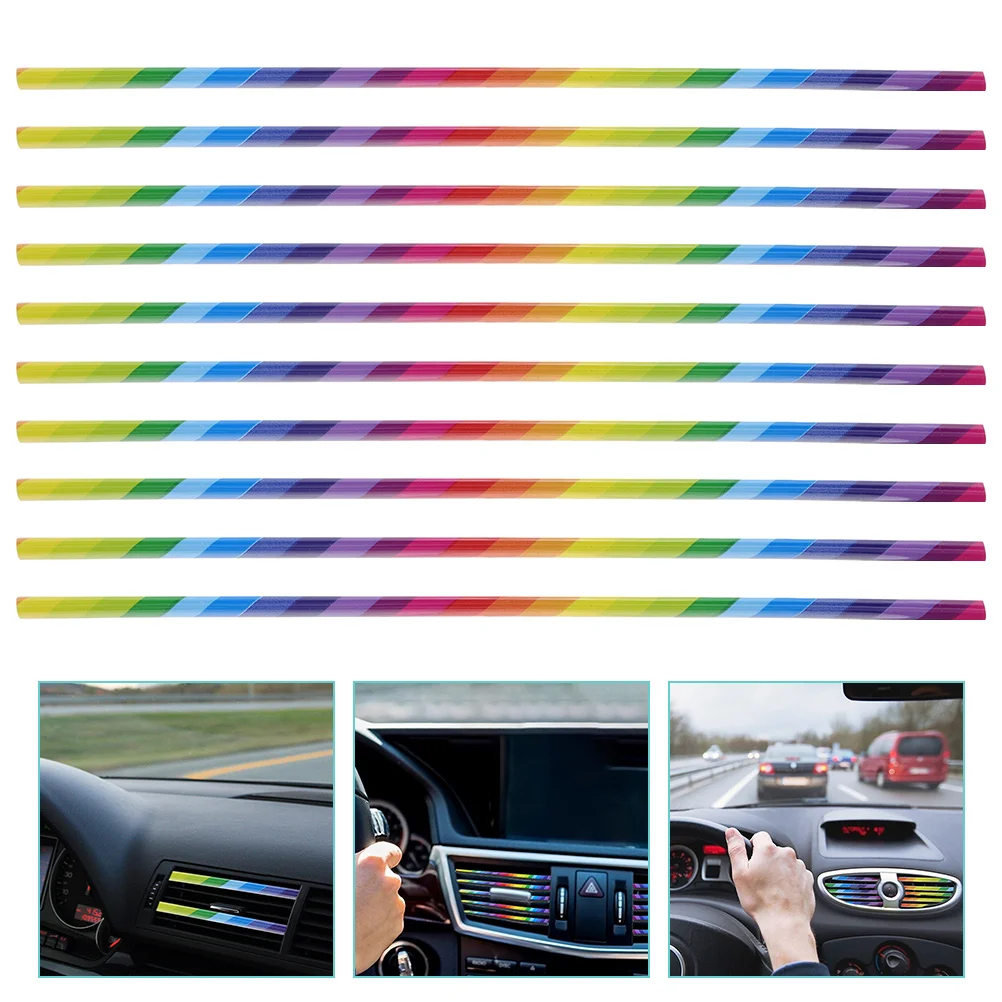 

10 Pcs Air Outlet Decorative Strip Car Vent Trim Auto Trims Supplies Soft Rubber Conditioning