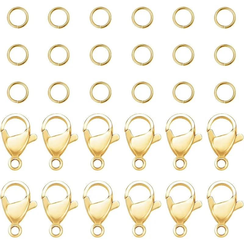 

60pcs Lobster Claw Clasps with 120 pcs 6mm 20 Gauge 304 Stainless Steel Jump Rings for Earring Bracelet Necklace Pendants