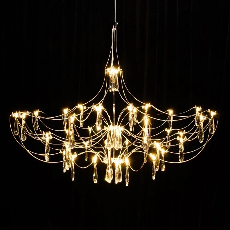 

2025 New Living Room Dining Room Firefly Chandelier Villa Apartment Bedroom Light Cube Starry Sky Crystal Chandelier