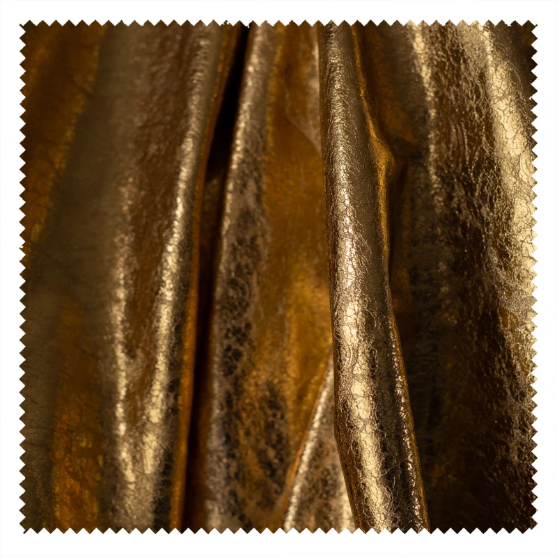 PU Leather Fabric Golden Overcoat Stage Background Decoration Creative Clothing Design Wholesale Cloth Apparel Diy Material