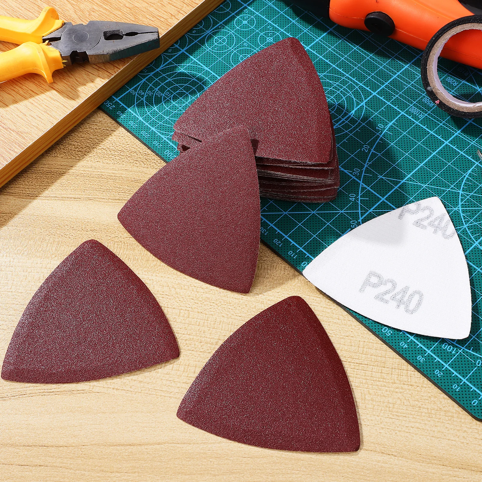 

100 pcs Triangle Pads Sand Paper Sander Multi Tool Oscillating Sheets Strong Adhesive Detail Sanding Pads For Wood Furniture